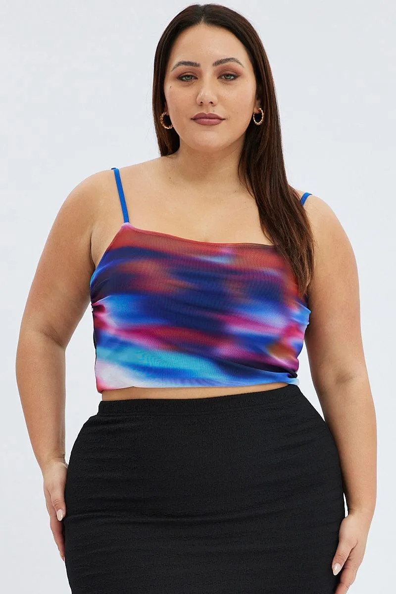 Flex Fit Morning Walk Multi Abstract Cami Top Stretch Mesh