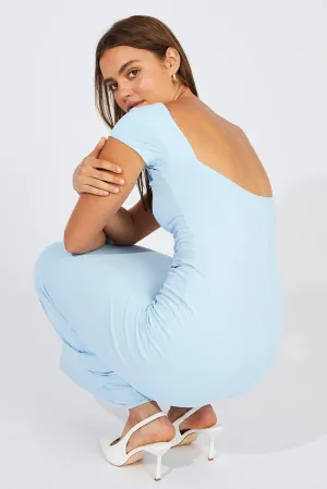 Blue Supersoft Maxi Dress Short Sleeve Relaxed fit formal wear Print Glow