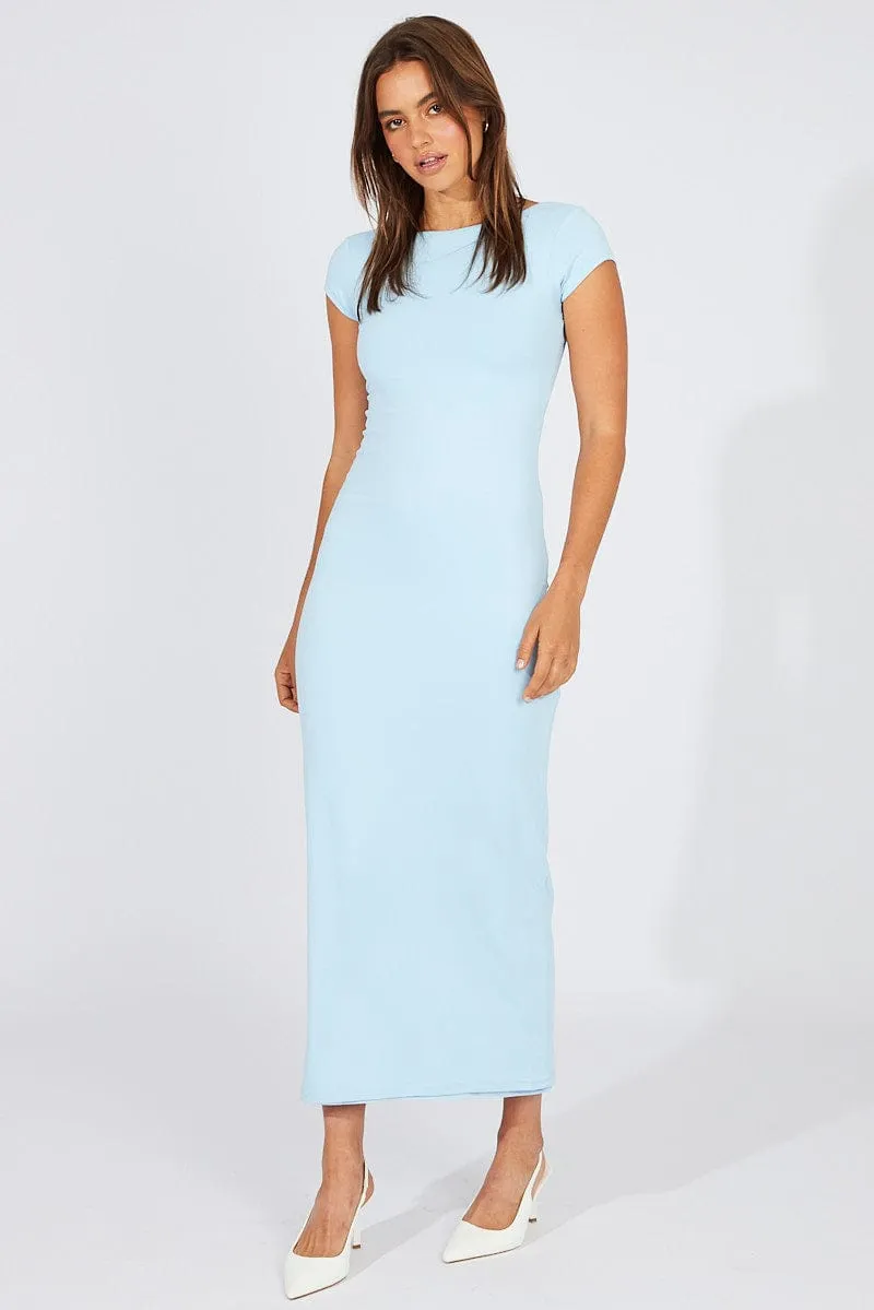 Blue Supersoft Maxi Dress Short Sleeve Easy-to-wear long dress Field Walk