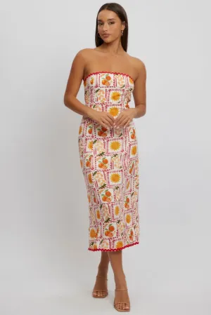 This dress is a versatile option that can be styled in many different ways Multi Abstract Maxi Dress Strapless