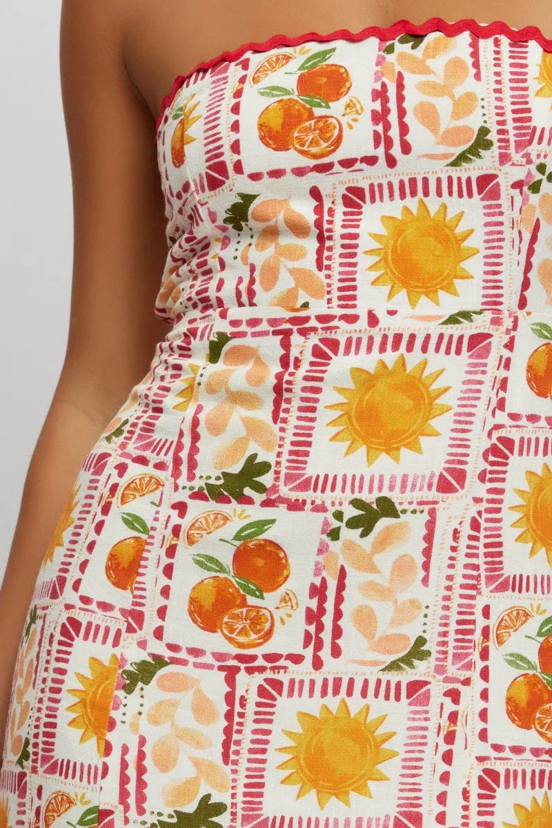 Soft Move Perfect for layering with jackets or sweaters this maxi dress works for year-round wear Multi Abstract Maxi Dress Strapless