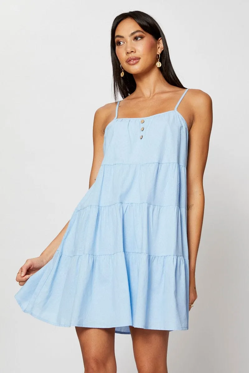 Effortless evening attire Blue A Line Dress Mini