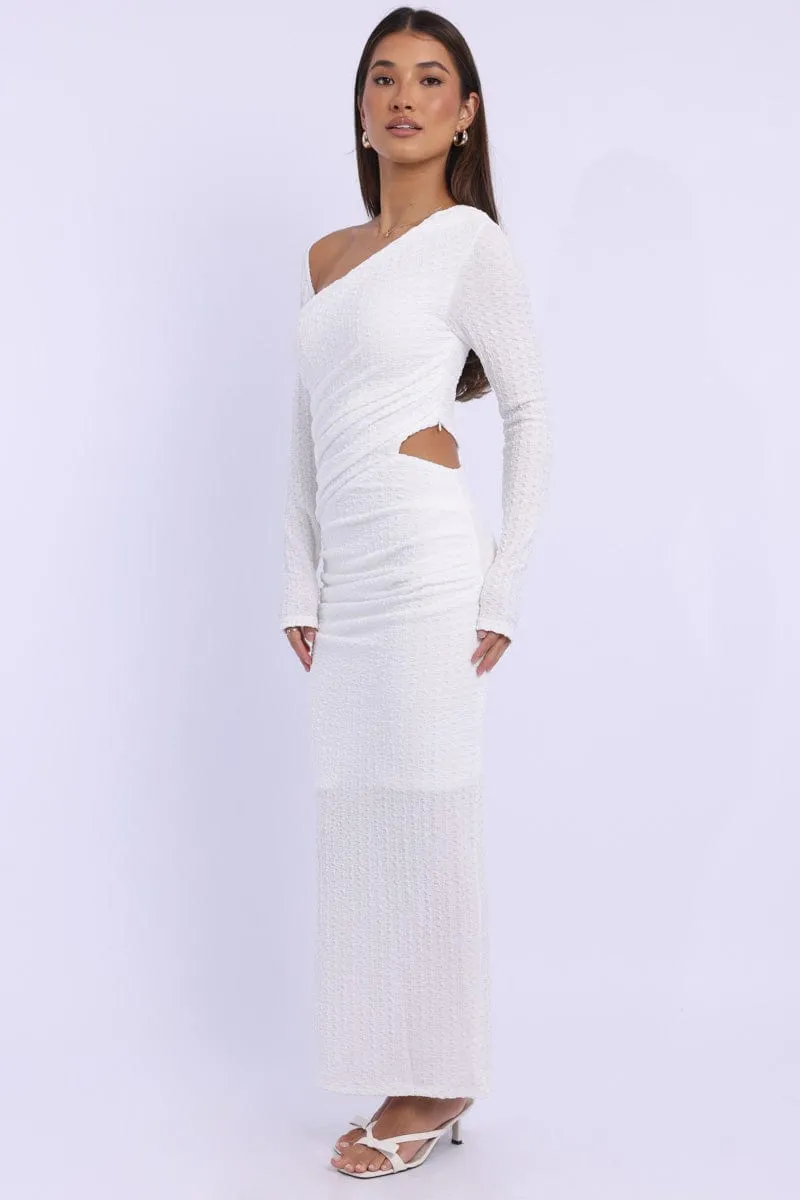 Trans Glow Lean Glow White Bodycon Dress Textured Midi