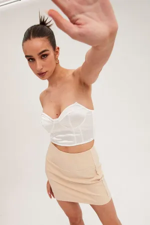 Linen blend Essential Style Beige Corset Mini Skirt
