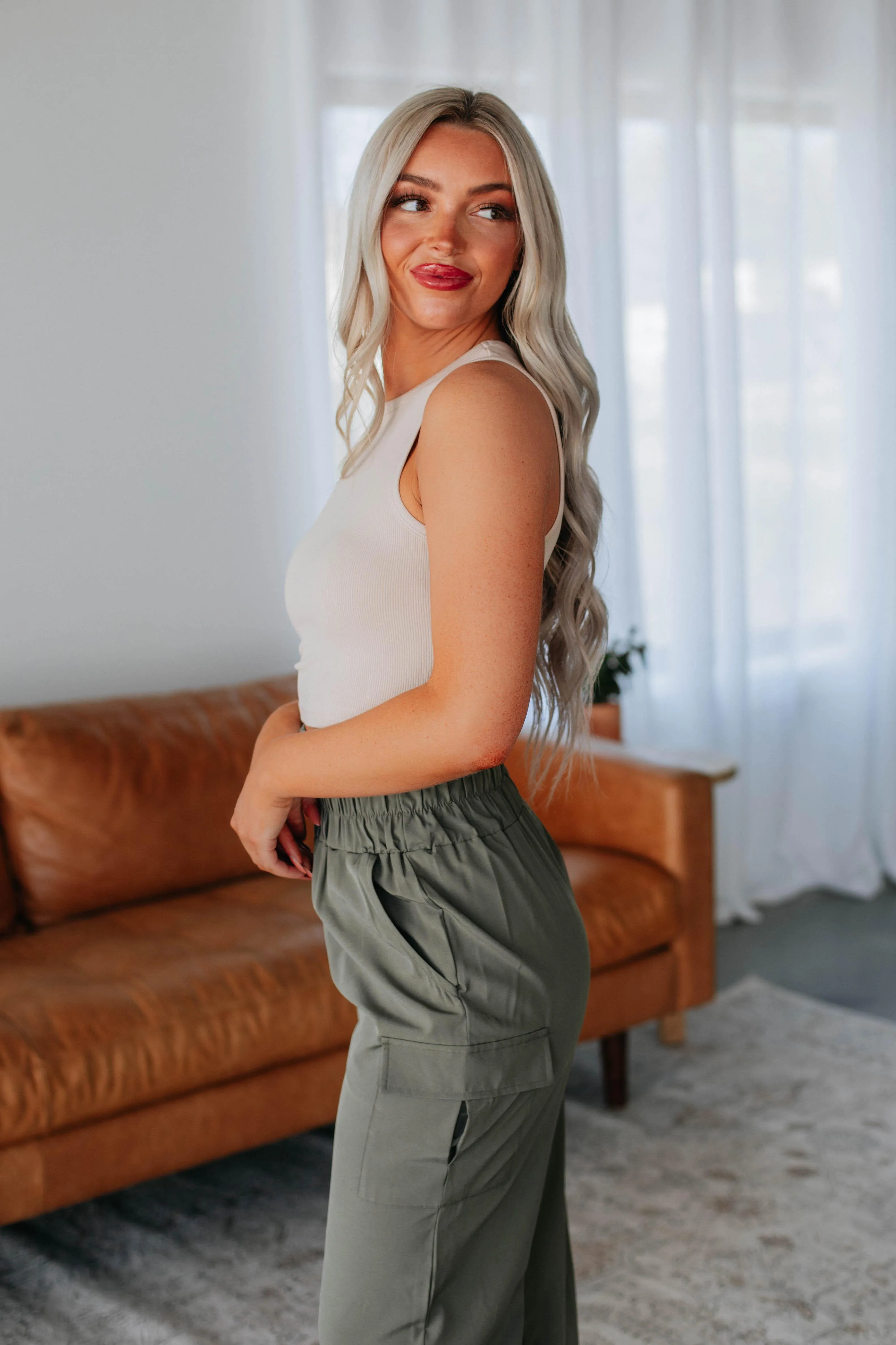 Willa Ribbed Tank - Sand Ultra light Practical