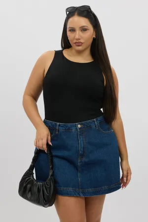 Black Bodysuit Sleeveless Boat Neck Modal Opaque Core Lightweight Layering