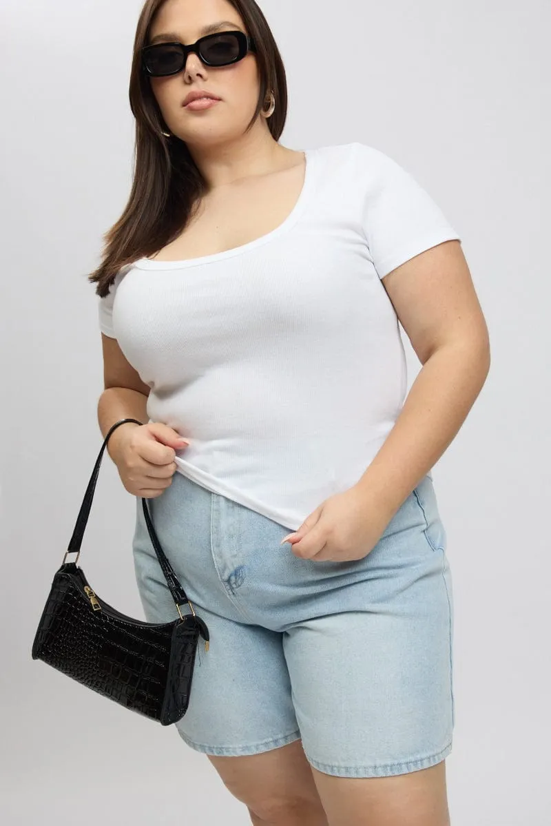 Comfortable fit Thermal Insulation Denim Jort Shorts High Rise