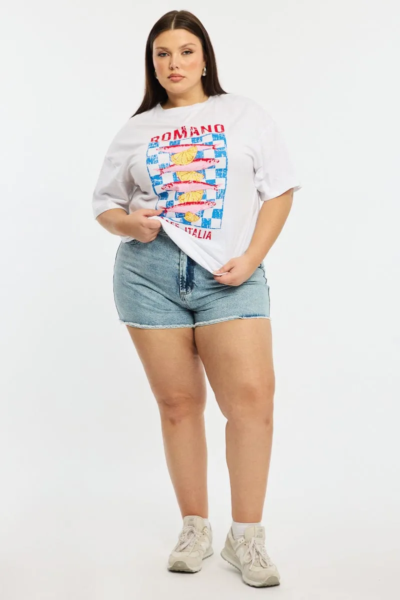 White Romano T-shirt Short Sleeve Soft Wearable