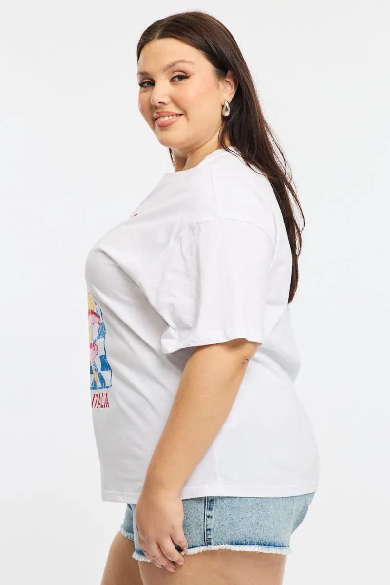 White Romano T-shirt Short Sleeve Chic and Cozy Wear Breezy Design