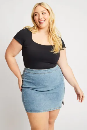 Black Bodysuit Short Sleeve Supersoft Slim Fit Jeans