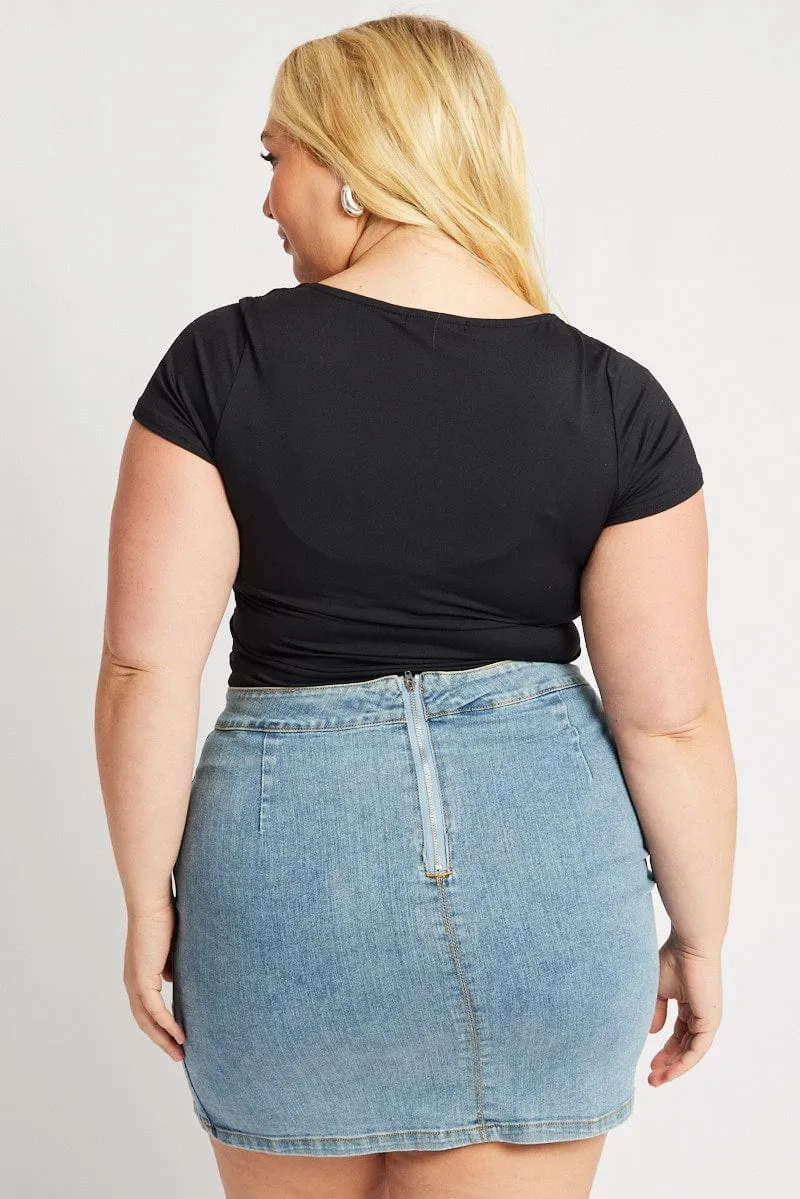 Game Day Black Bodysuit Short Sleeve Supersoft
