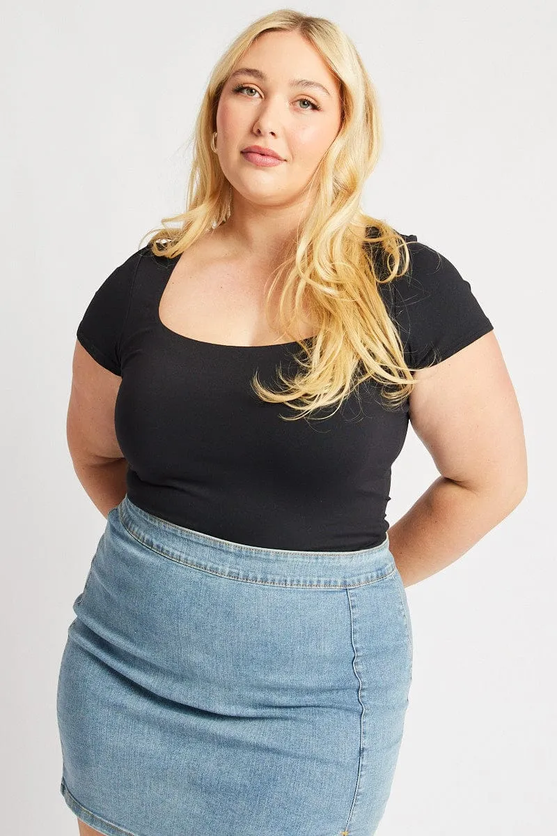 Chic Accessory Black Bodysuit Short Sleeve Supersoft