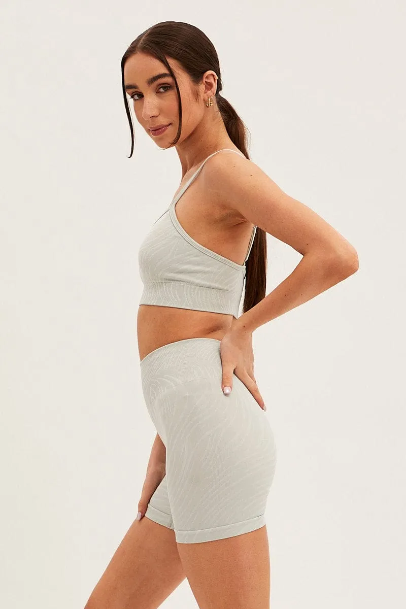 Green Seamless Top And Bike Shorts Activewear Set Moon Beam Flow Core
