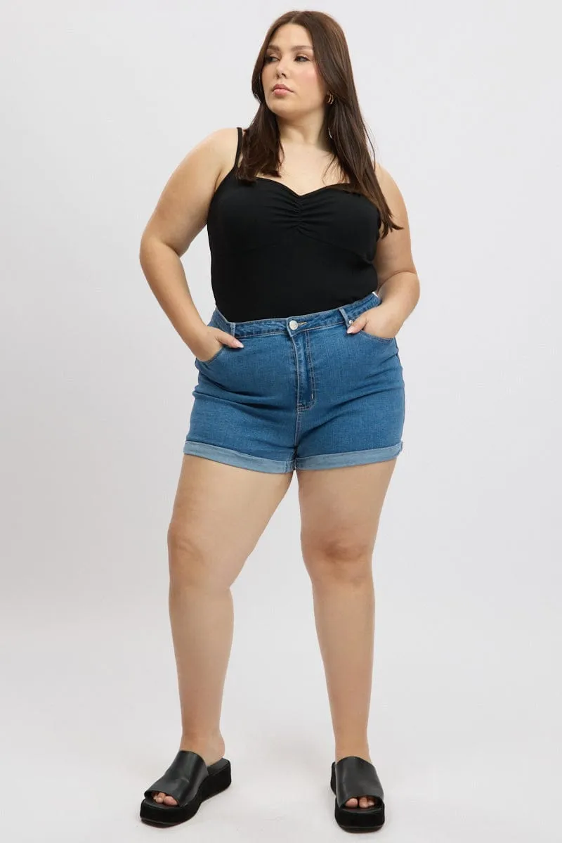 Denim Mom Shorts High Rise Calm Core Light Sweatshirt