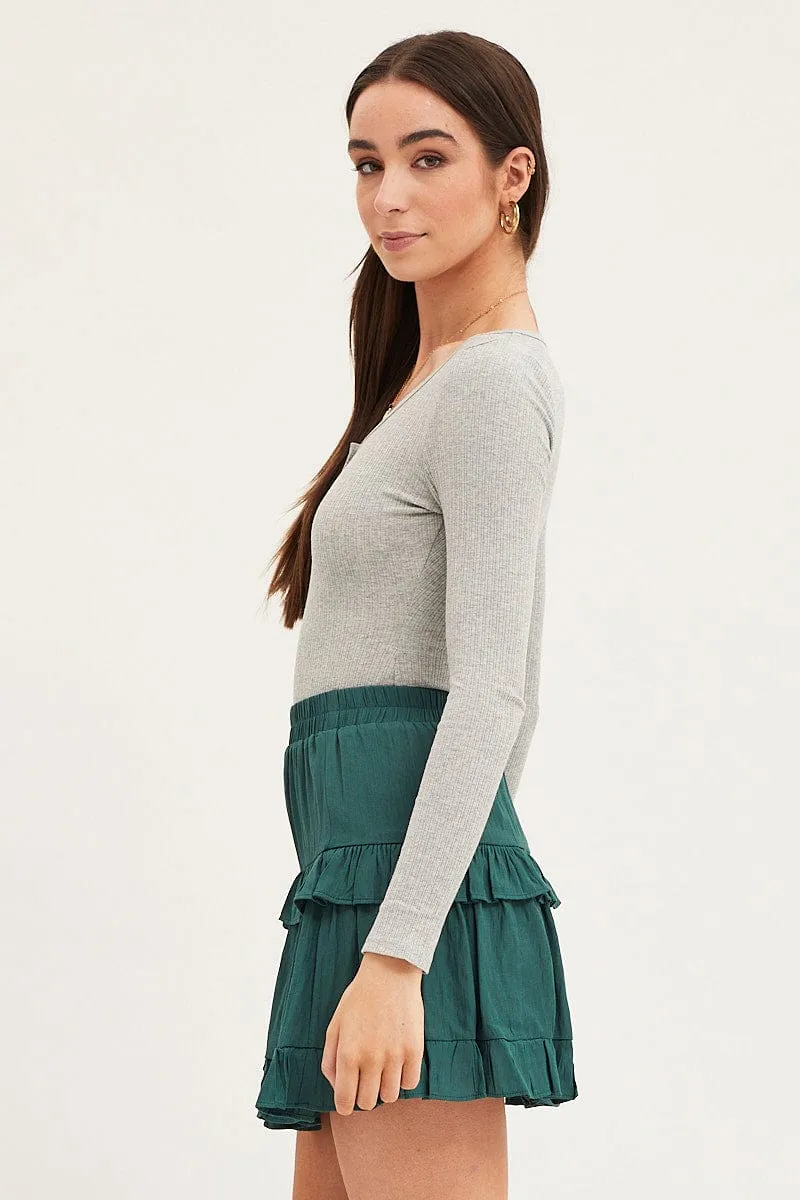 Versatile Wear Breezy Look Blue Flare Skirt Mini High Rise