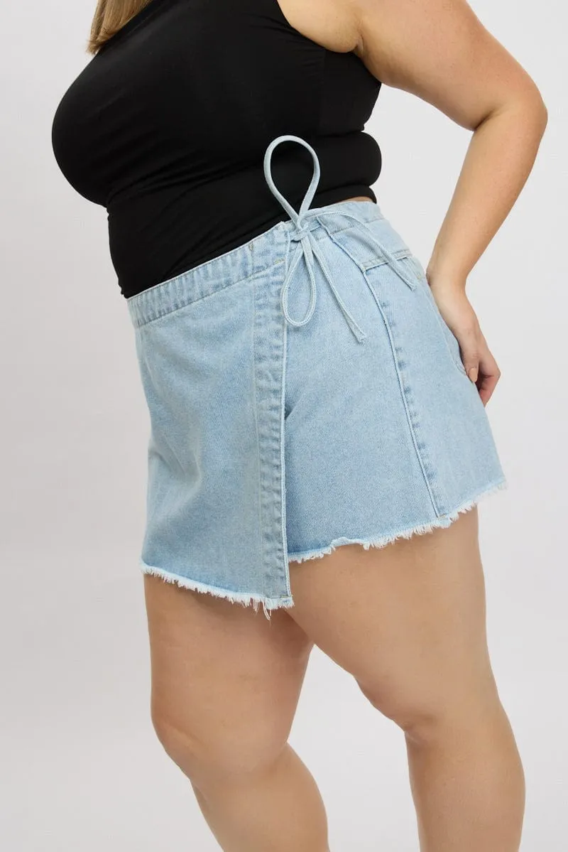 Denim Skorts High Rise Mid Rise Light Flow