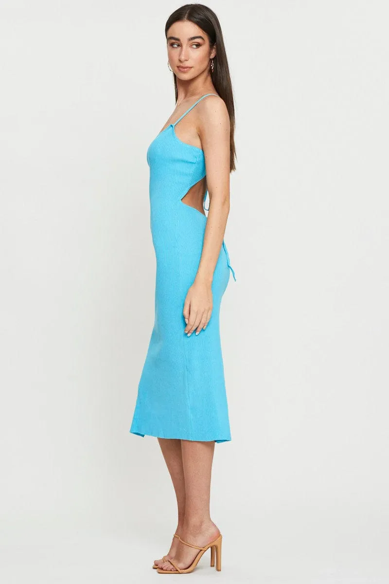 Blue Knit Dress Bodycon Utility Jacket