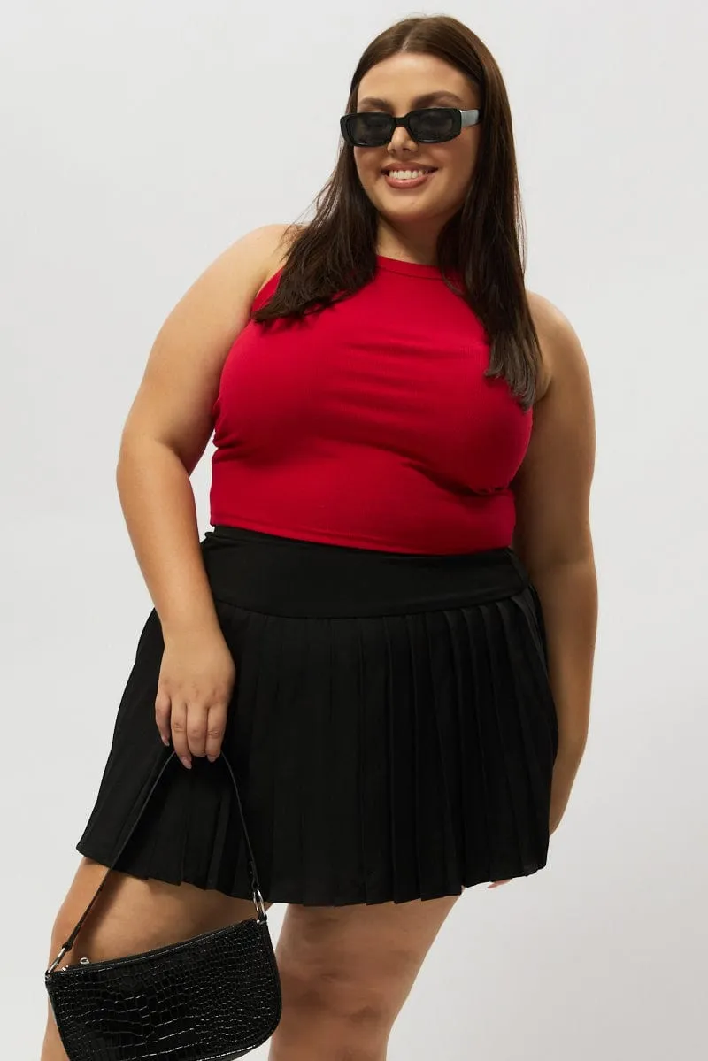 Black Pleated Tennis Skirt with Shorts Underneath Hemp Blend Water resistant coating