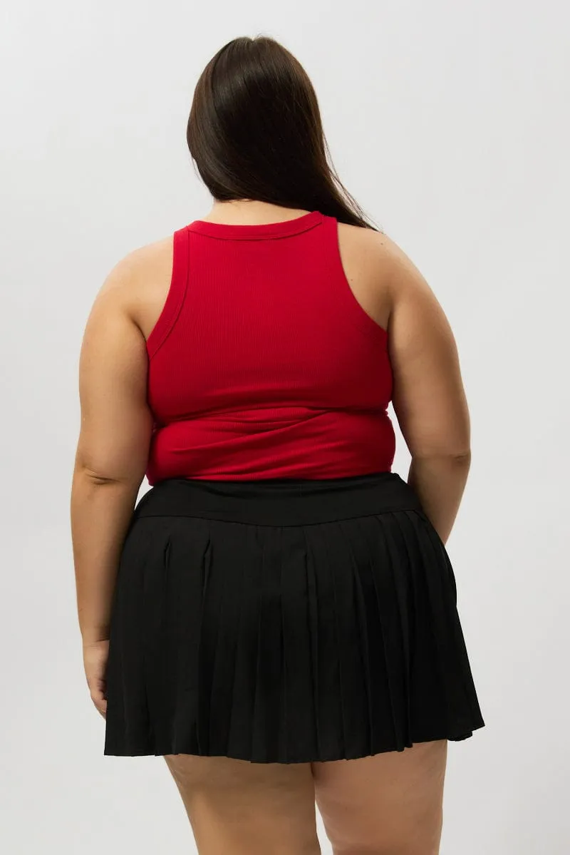 Subtle Detail Comfort Mood Black Pleated Tennis Skirt with Shorts Underneath