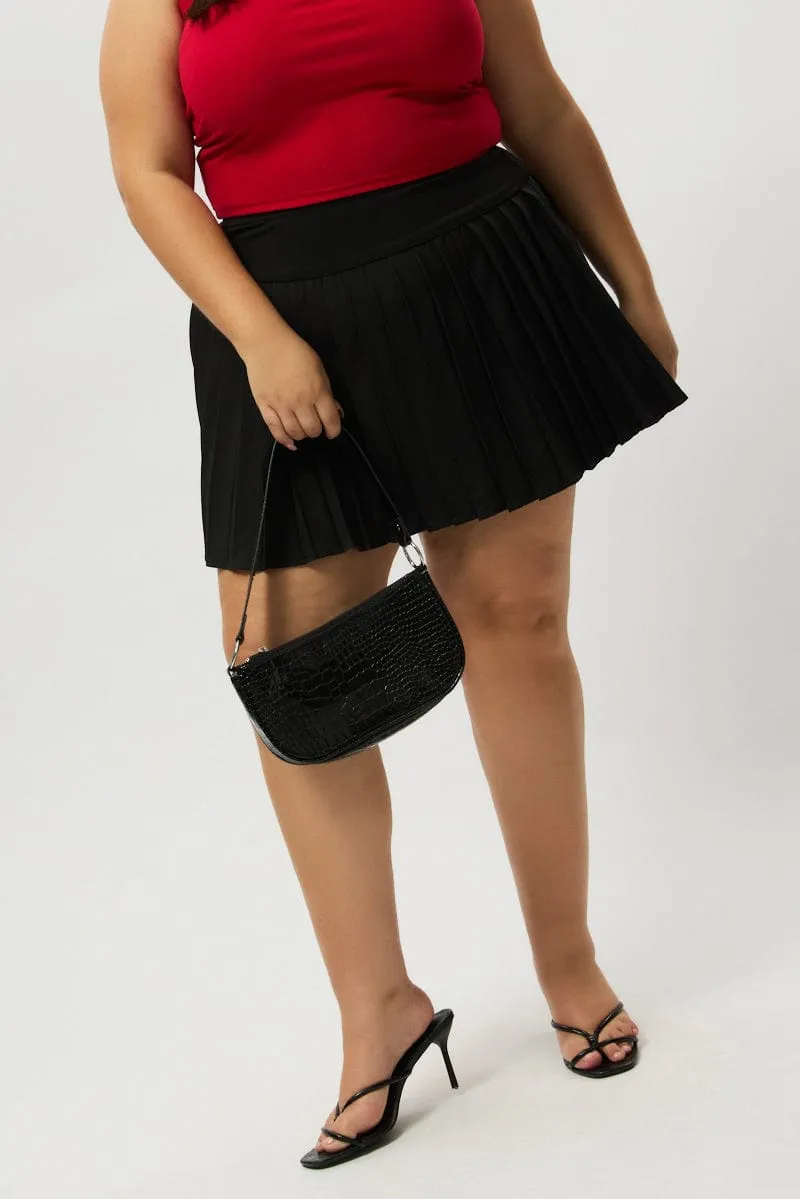Comfortable Motion Vibrant Flow Black Pleated Tennis Skirt with Shorts Underneath
