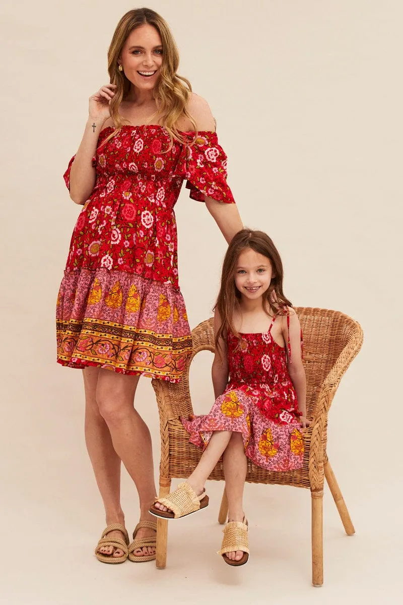 Casual Sweater Red Boho Short Sleeve Boho Skater Dress