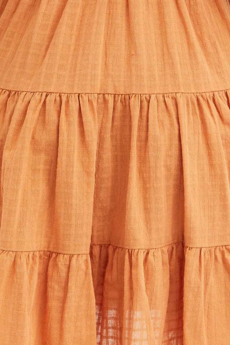 Orange Mini Dress Round Neck Star Warm Elastic cuffs