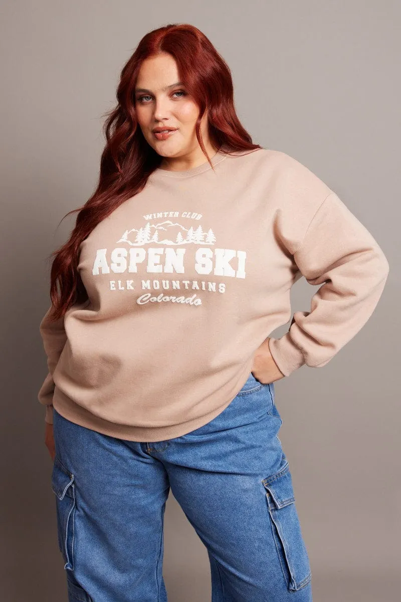 Brown Oversized Sweater Long Sleeve Crew Neck Cozy Essentials