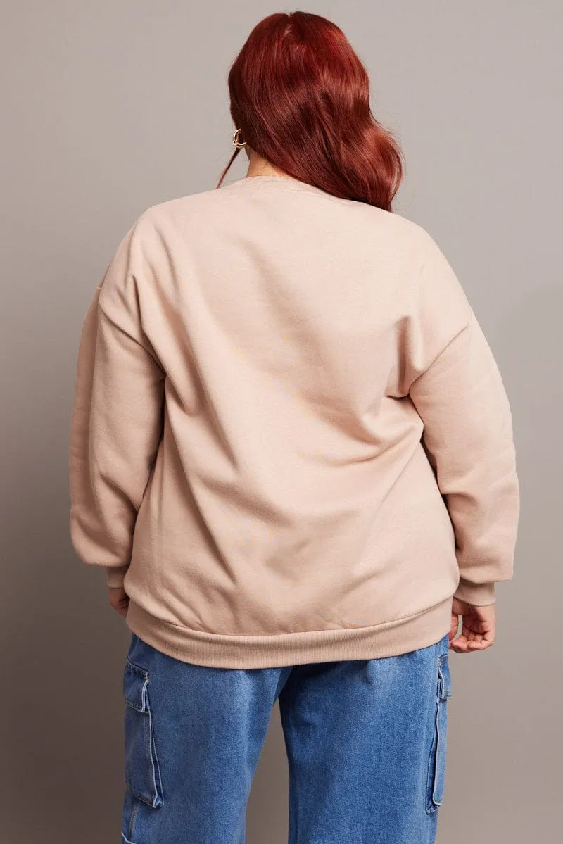 Comfy Apparel Brown Oversized Sweater Long Sleeve Crew Neck