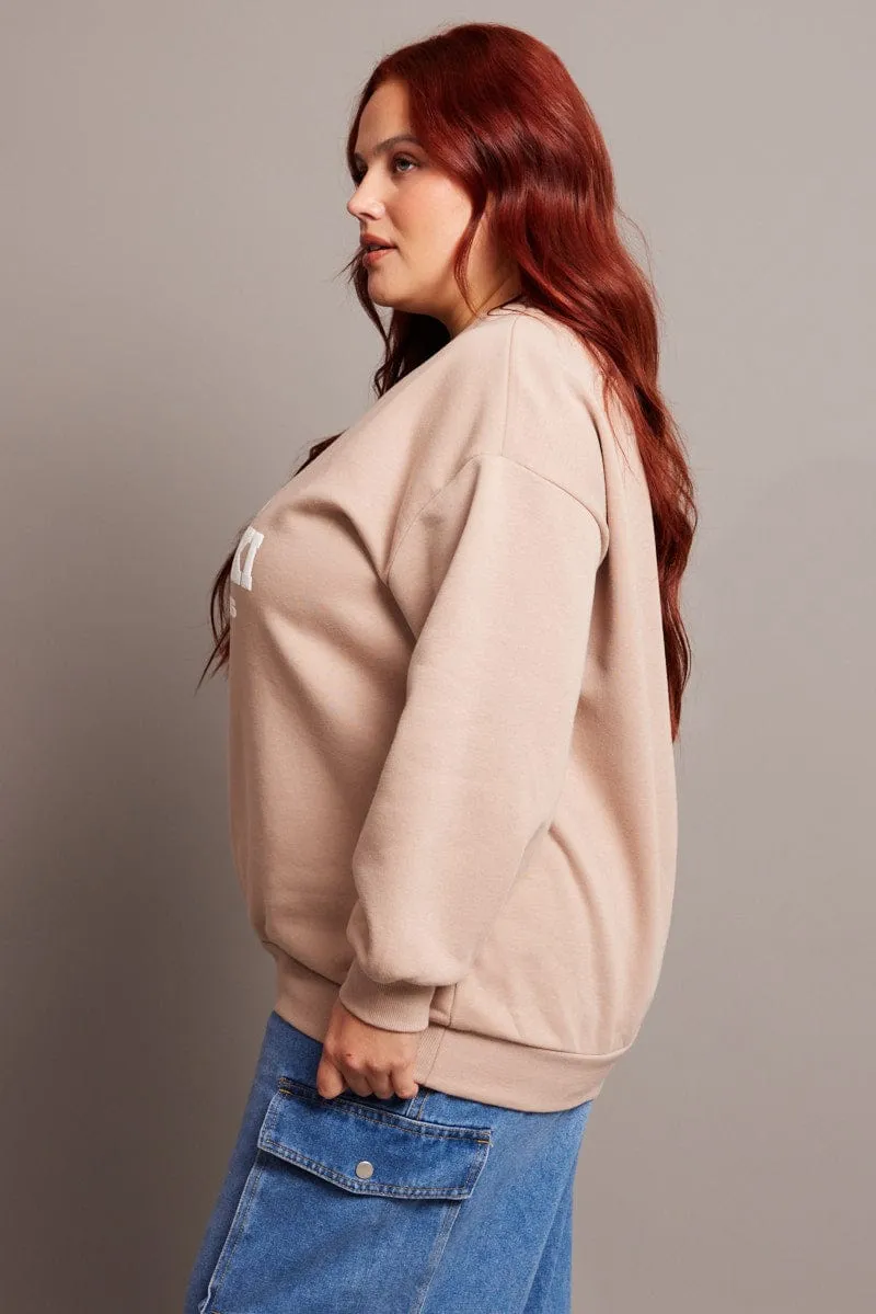 product gift worthy appeal Brown Oversized Sweater Long Sleeve Crew Neck