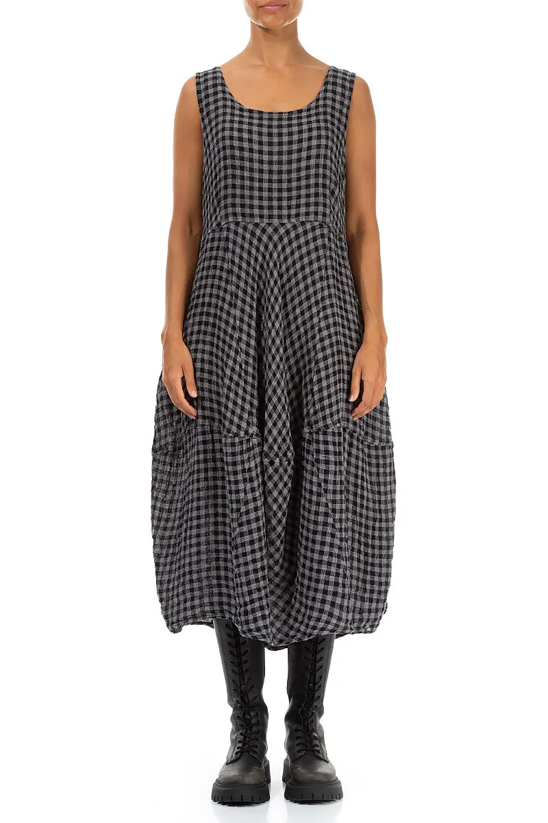 Sleeveless Balloon Grey Check Linen Dress Car Cool Reflective details