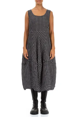 Sleeveless Balloon Grey Check Linen Dress Car Cool Reflective details