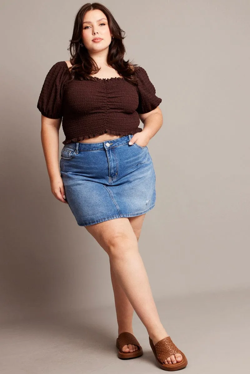 Denim Distressed Mini Skirt Light Moodboard Heritage Inspired