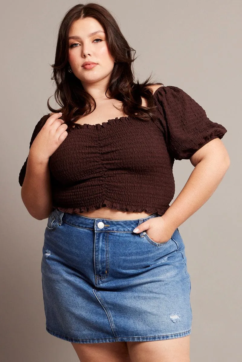 Denim Distressed Mini Skirt Fold Over Detail Modern Tones