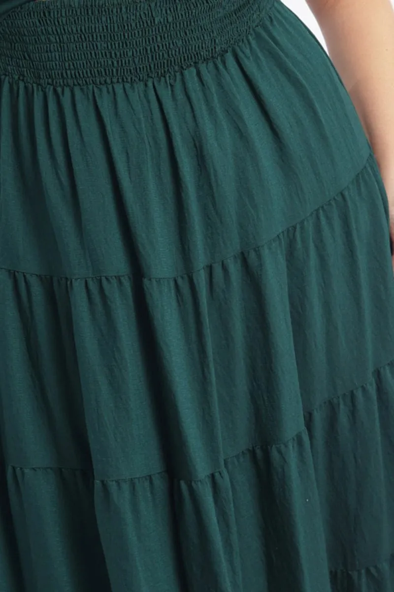 Green Maxi Dress Short Sleeve Twist Front Stylish Silhouettes Day Off Style
