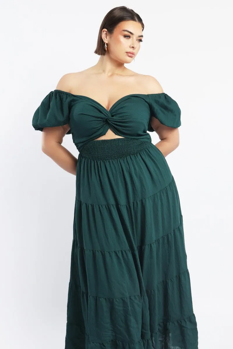 Style Easy Lavender Hill Green Maxi Dress Short Sleeve Twist Front