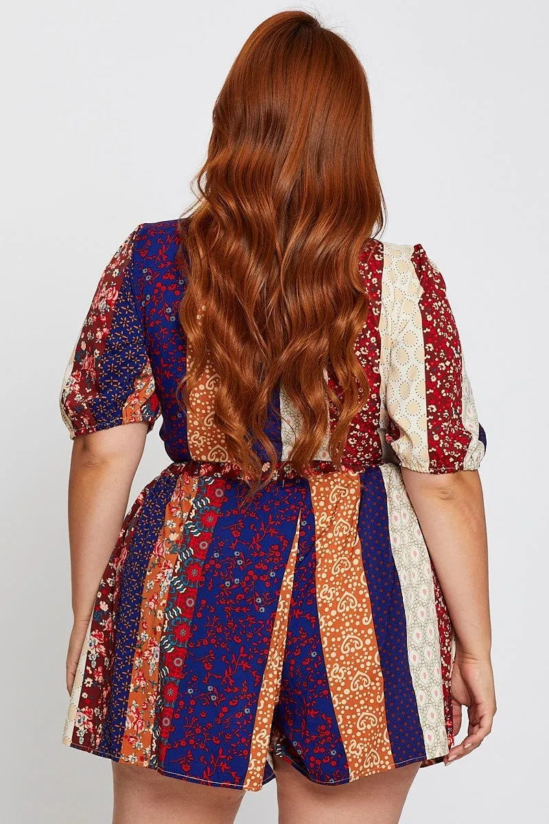 Print High Waist Print Pleat Short Easy Fit