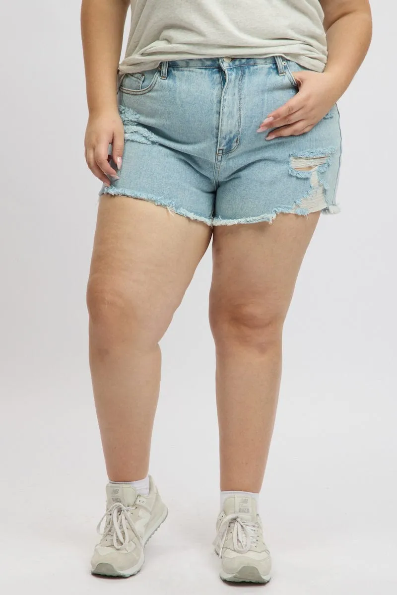 Denim Relaxed Shorts High Rise Royal Mode LayeredConstruction