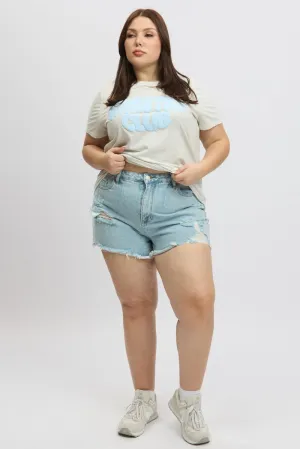 Denim Relaxed Shorts High Rise Durable Stitching