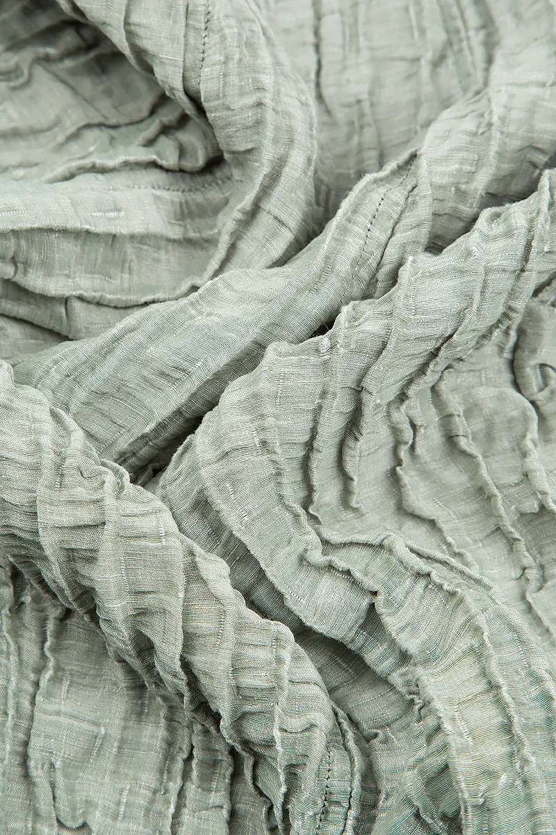 Vision Fit Asymmetrical Crinkled Pistachio Silk Dress