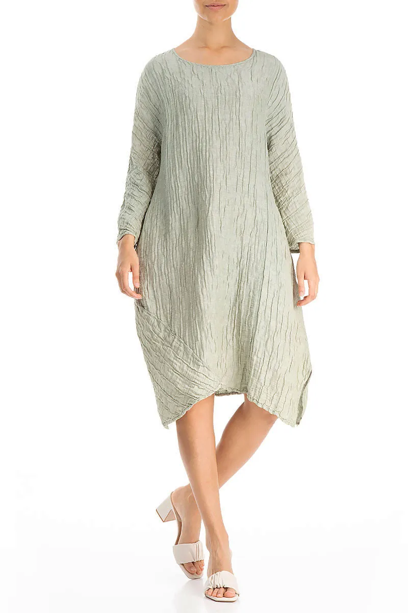 Beach Fit Sporty Joggers Asymmetrical Crinkled Pistachio Silk Dress