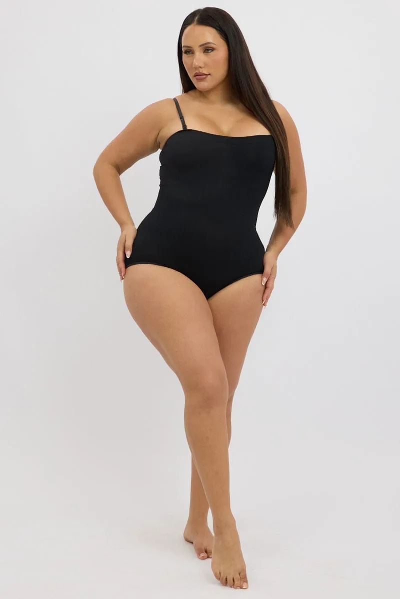 OdorResistant Material Black Seamless Sculpting Bodysuit