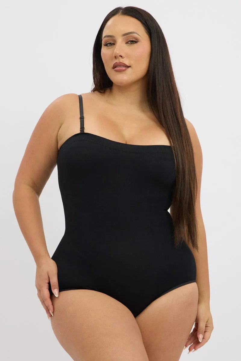 Black Seamless Sculpting Bodysuit Ethic Core Smooth Line