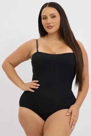 Fashion Footwear Antibacterial Finish Black Seamless Sculpting Bodysuit