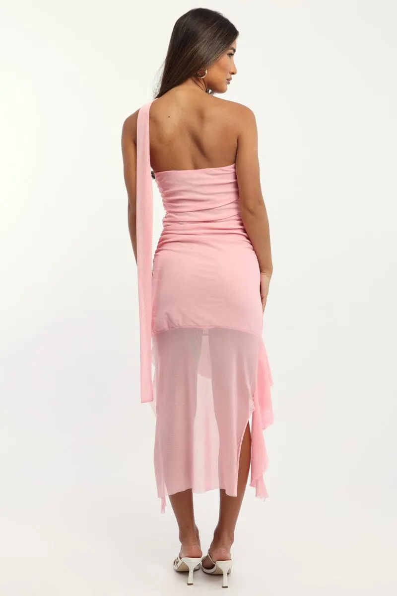 Wide Range Motion Tall Cut Pink Bodycon Dress Mini