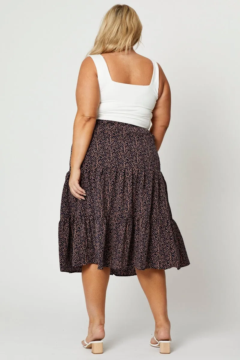 Simple Comfort Animal Print Midi Skirt Tie