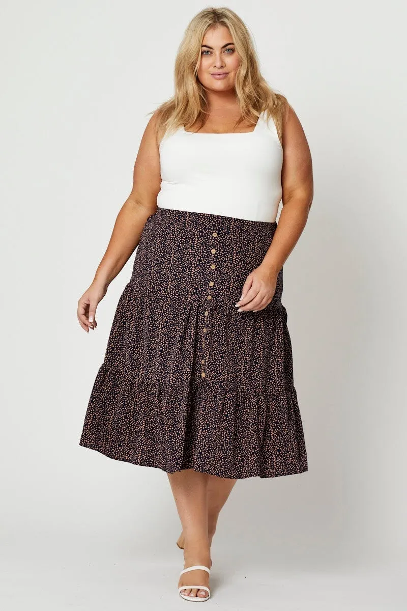 Animal Print Midi Skirt Tie Elegant Feel Anti Pilling Fabric