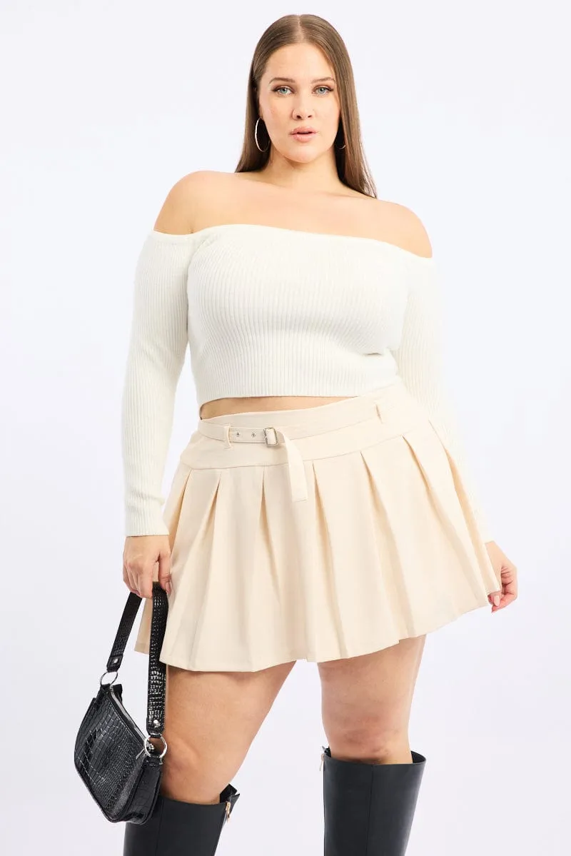 Daily Style White Pleated Mini Skirt