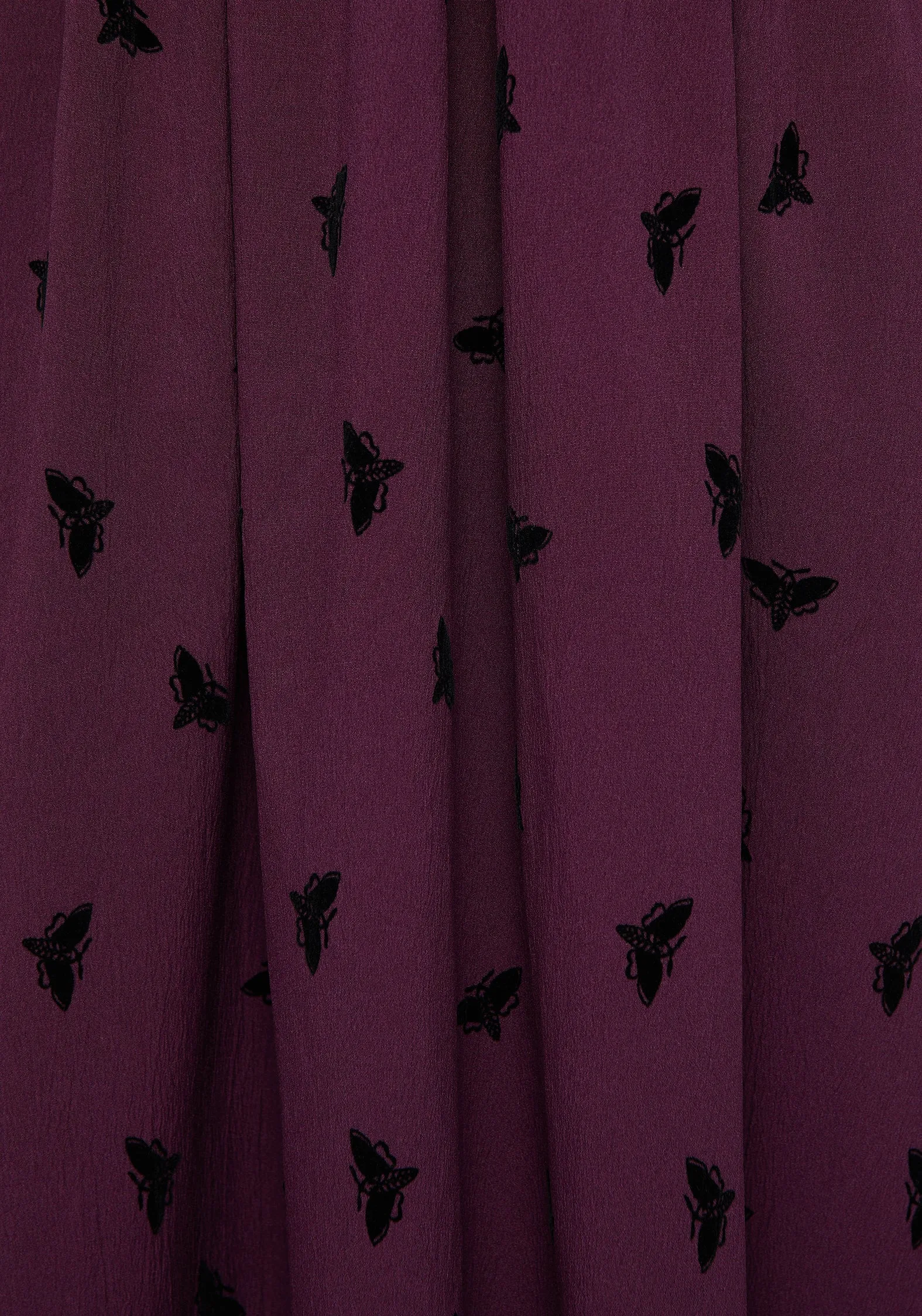 Toast Time Breathable fabric Styx Moth Flocked Velour Print Midi Dress
