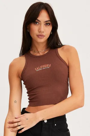 Icon Glow Brown Graphic Tank Embroided