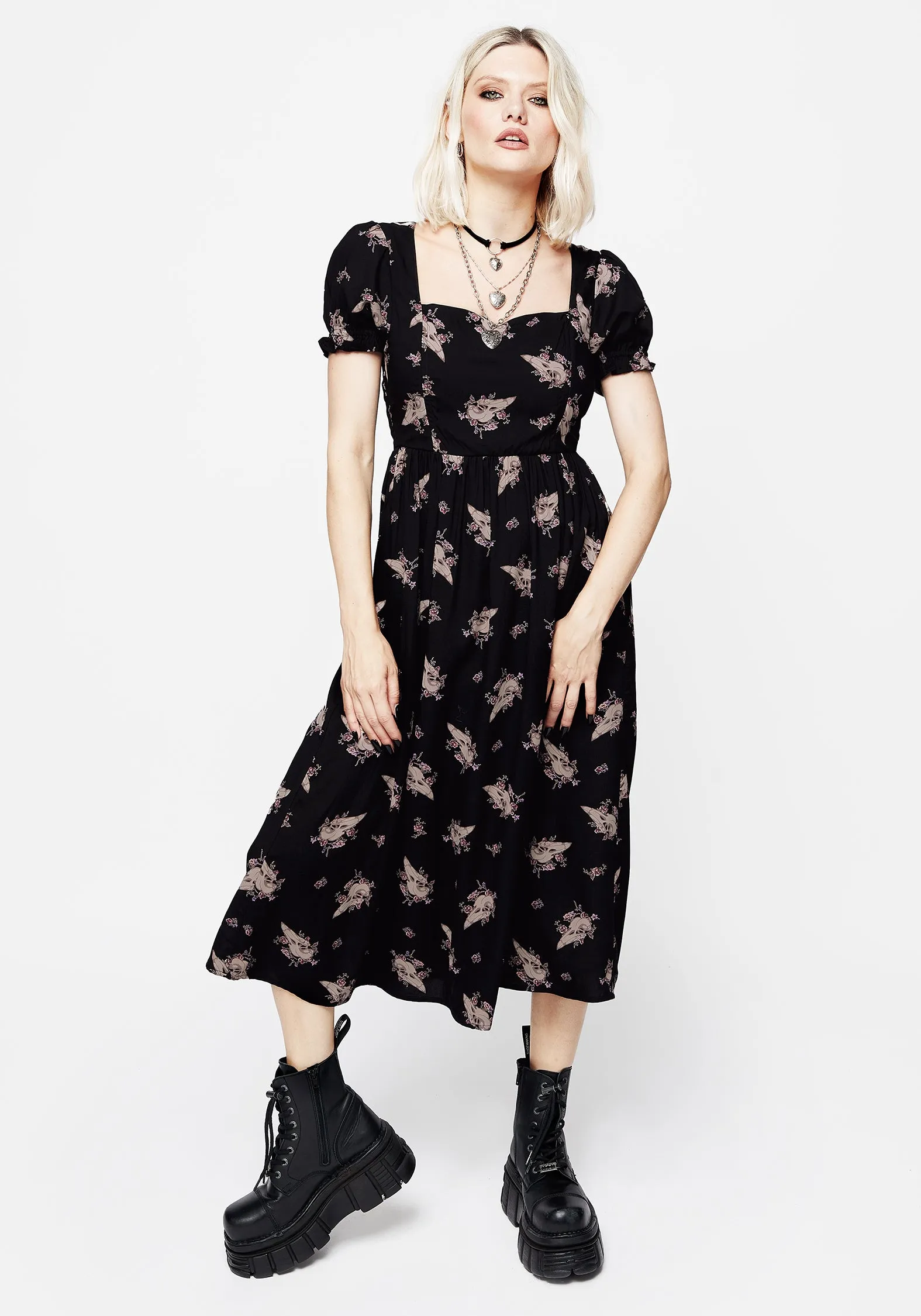 Carrion Puff Sleeve Midi Dress Work Ready Reef View